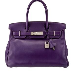 Hermes Birkin 30 swift leather Leather Top-Handle Satchel with Silver Hardware